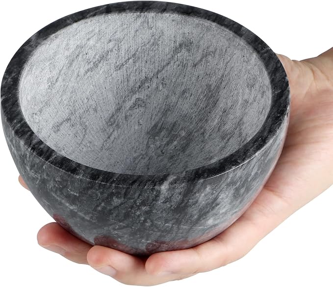 MDLUU Marble Shaving Soap Bowl, 4.7" Shaving Soap and Cream Bowl, Natural Marble Stone Bowl, Keep Lather Warm for Man's Wet Shave (Black)