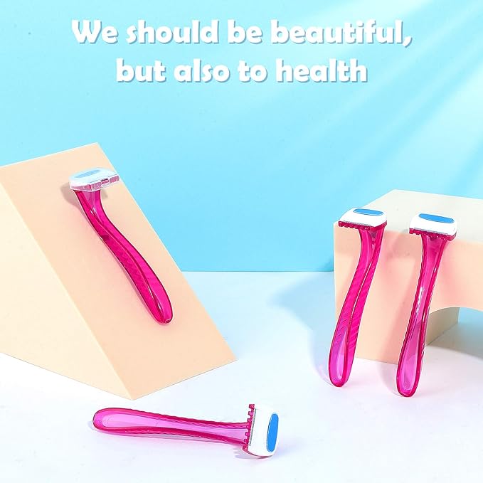 Honoson 12 Pcs Disposable Bikini Razors for Women Bikini Line Trimmer Shaver Small T Type Razor Durable Travel Accessories Pubic Hair Removal Beauty for Body Cosmetic Tool(Pink)