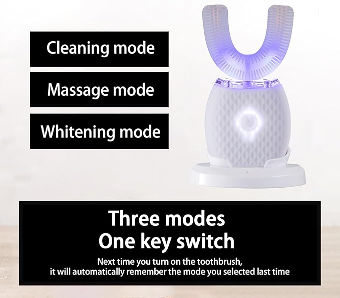 Ultrasonic Toothbrush for Adults - Automatic Electric Toothbrush with Soft Bristles Rechargeable Portable 30'' Automatic Timer Wireless Charging Washable for Travel & Home Use (White)
