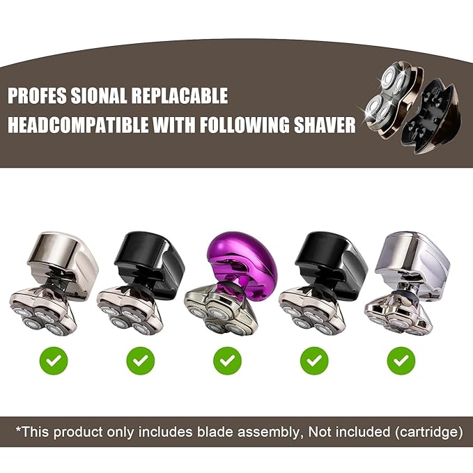 Shaver Replacement Heads Compatible with Skull Head Shaver, Replacement Blade for Pitbull, Butter flykiss pro & Palm for Bald Men 3 Pack