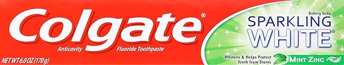 Colgate Sparkling White Whitening Toothpaste, Mint - 6 ounce (6 Pack)