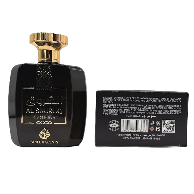 STYLE & SCENTS AL SHURUQ Eau de Parfum for Men 100ml – Spicy Woody Perfume with Cardamom, Cumin, Rose, Patchouli & Musk – Long-Lasting 18–24h – Made in UAE (MDO009)