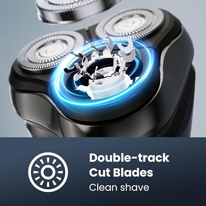 Electric Razor for Men Cordless: Wet/Dry Rotary Shaver Waterproof - USB Fast Charging & Sensitive Skin Care - Pop up Trimmer & Precision Blades Chic Black Upgraded