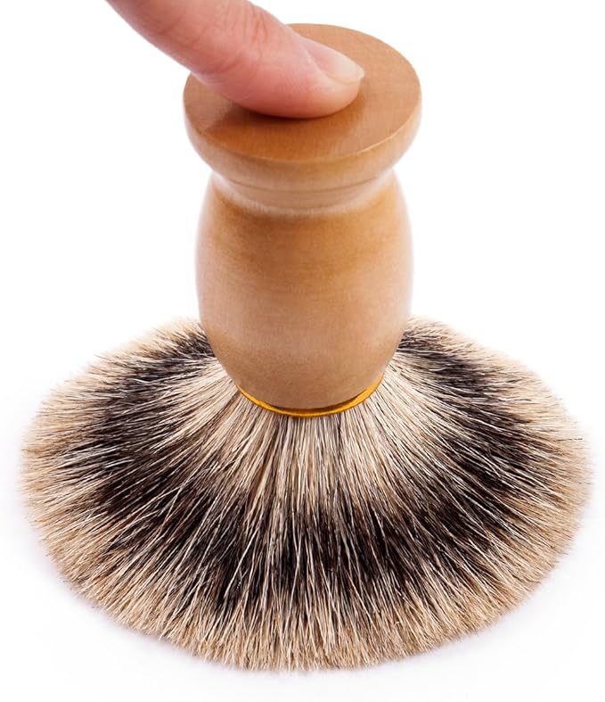 QSHAVE 100% Best Original Pure Badger Hair Shaving Brush Handmade. Real Wood Base. Perfect for Wet Shave, Safety Razor, Double Edge Razor
