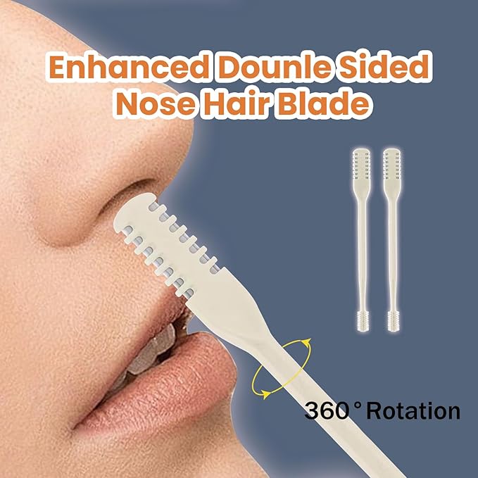 Generic 2 in 1 Nasal Hair Cutter, Double Sided Nose Hair Knife,Nose Hair Trimmer with Ear Picker for Women Men (Beige-3 Packs)