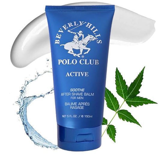 Beverly Hills Polo Club BHPC Active/Sport After Shave Balm for Men - Soothing Post-Shave Comfort with Luxury Lavender & Citrus Scent - 5oz Hydrating Lotion