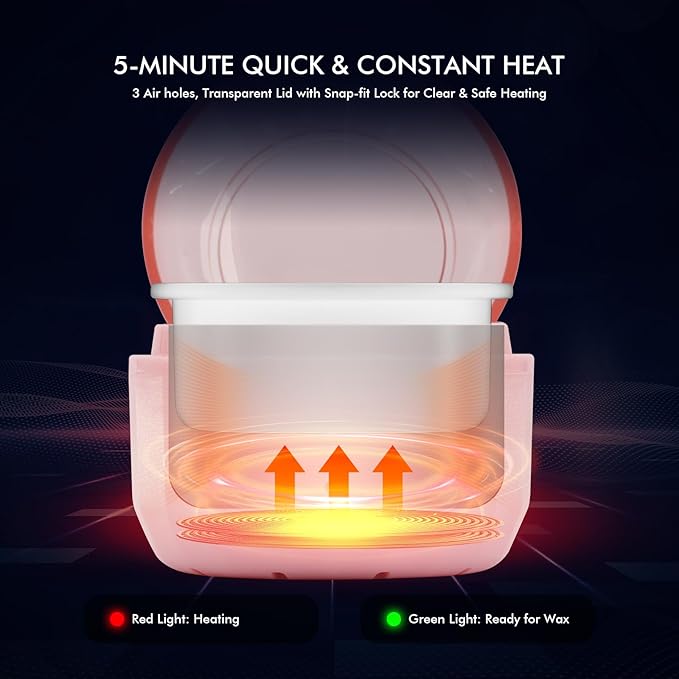 Nose Wax Kit Men & Women- Mini Portable Wax Warmer for Nose/Ear/Eyebrow/Beard/Lip Fuzz Hair Removal with 50g Hard Wax Beans, 10 Applicators & 5 Nose Hair Sticks &1 Silicone Pot - 5V USB