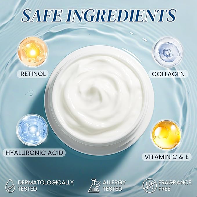 Retinol Collagen Anti-Aging Cream for Face Neck Tightening Moisturizing Skin Cream with Hyaluronic Acid Day Night Wrinkle Facial Moisturizer for All Skin Types 2Pack 1.7 Fl Oz