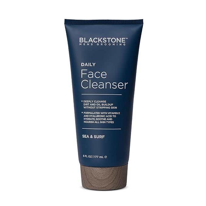 Blackstone Men's Grooming Daily Face Cleanser - Deep Cleanse & Nourish with Hyaluronic Acid, Aloe Vera and Vitamin E | Hydrate - Sea & Surf (6 Fl Oz)