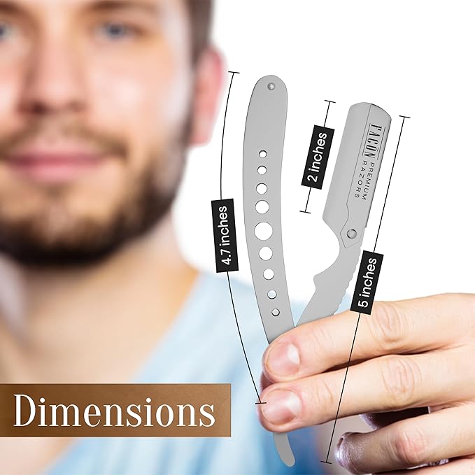 Facón Straight Razors for Men - Professional Barber Straight Edge Razor Kit with 100 Blades, Classic Stainless Steel Barbero Shaver for a Smooth & Precise Shave, Premium Barber Razor for Men's Shaving