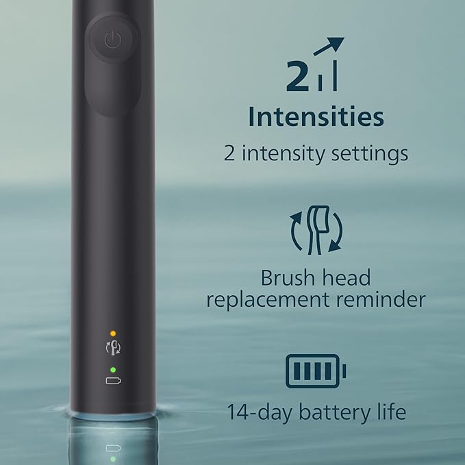 Philips Sonicare 4100 Series Electric Toothbrush - Sonic Toothbrush with Advanced Sonic Technology, Pressure Sensor, Two Intensity Settings, Smartimer & Quadpacer, Black, Model HX3681/24