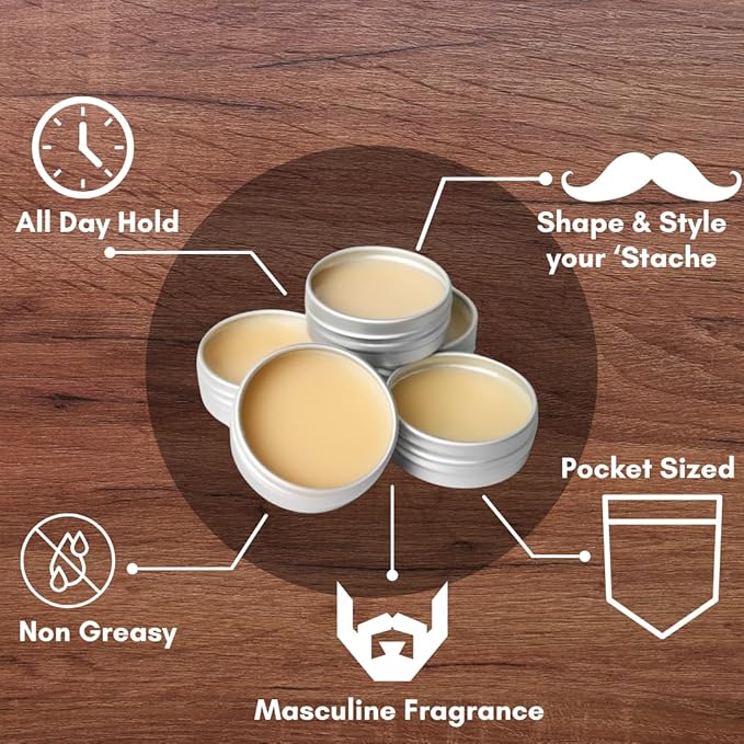 G.B.S Gents Strong Hold Sandalwood Mustache Wax, Easy Application, Restyleable, long lasting hold