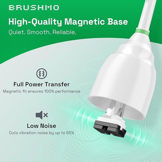 Brushmo e-Series Total Clean Replacement Toothbrush Heads, Compatible with Philips Sonicare Screw-on Electric Toothbrush Handles, 6 Standard Heads, Medium Firm Dupont Bristles, BM726-bg, White