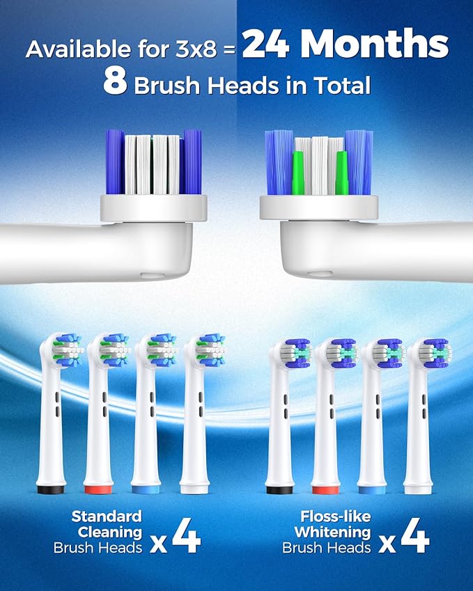 TEETHEORY Rotating Electric Toothbrush for Adults with 8 Brush Heads (2 Types), 4 Modes Deep Clean Electric Toothbrush with Rechargeable Power and 2 Min Smart Timer (6-Purple, p1)