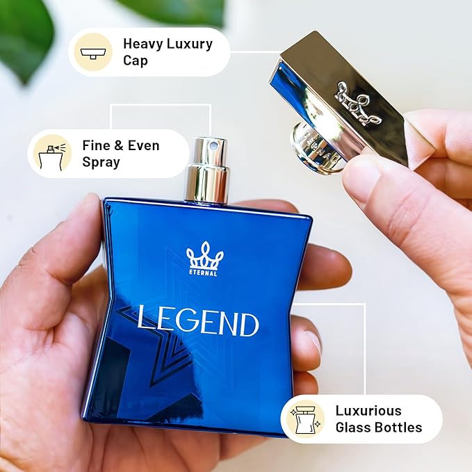 Eternal Legend - Inspired by Iconic Fresh Citrus Woody Cologne - 3.4 oz (100ml) - EDP - Long-lasting - Vegan - Clean Ingredients - Cologne Spray for Men - 2000 sprays per bottle
