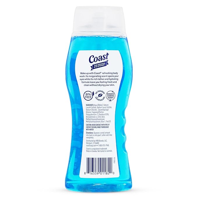 Coast 2-in-1 Hair and Body Wash, Classic Scent - Men's Body Wash, Shampoo & Conditioner - 6 Pack x 18 Fl Oz - Moisturizing & Refreshing Rich Lather for Energized And Clean Skin