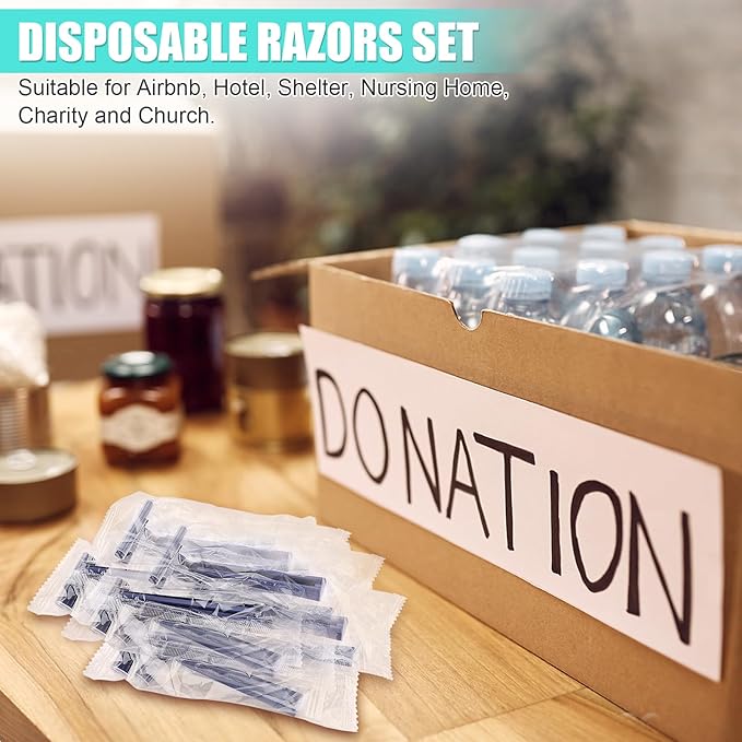 Disposable Razors Bulk for Men 200 Pack, Homeless Supplies Bulk, Twin Blade Mens Travel Supply Razor for Shaving, Safety Beard Shavers for Camping Bathing Hotel (Blue)