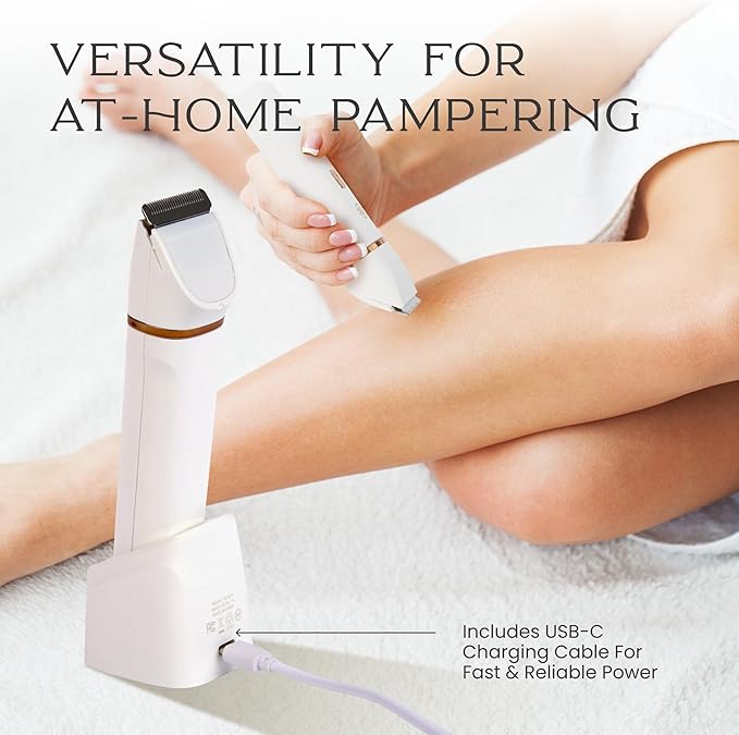 Bella Ciao 10-Piece Electric Trimmer Set for Women, Body and Bikini Hair Trimmer with Ceramic Blade, Ear and Nose Hair Remover, Detail Heads, Comb Guides, Charging Dock and USB Cable