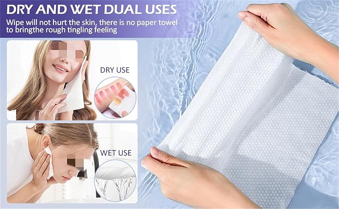 Men Women Multifunctional Cotton Cloth Roll Dry Wipes Facial Cloths Towel Towelettes Drying Facial Tissue Makeup Remover Care (2pcs-a,one size)