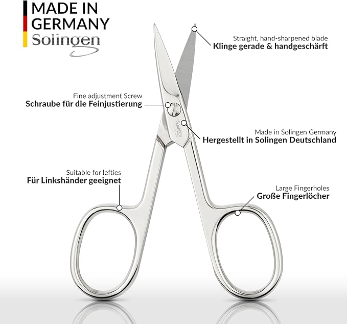 marQus - Straight nail scissors made in Germany Solingen incl. case for precise cutting of nails suitable as fingernail scissors and toenail scissors