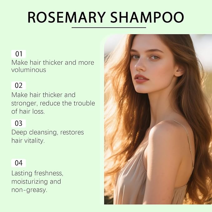 Rosemary Hair Growth Shampoo,Rosemary Hydrolyzed Keratin Shampoo, Nourishes and Regenerates Hair for Thinning Hair & Hair Loss for Women and Men (Pack of 2)