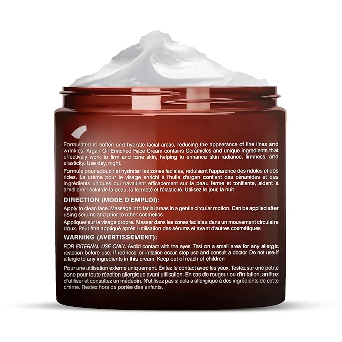 Majestic Pure Whipped Argan Oil Moisturizer Face Cream for Women & Men - With Vitamin E A, Collagen & Ceramides - Hydrates Dry Skin, Oily Skin, Reduces Appearance of Fine Lines – 8oz