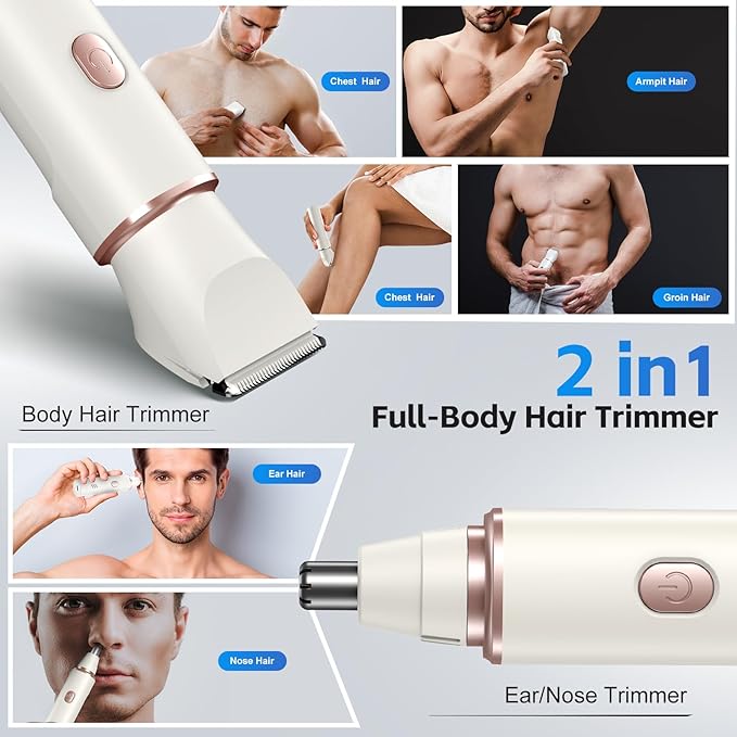 Bikini Trimmer for Women-Electric Razors for Women‘s Gift Body Hair Trimmer IPX7 Waterproof, Replaceable Ceramic Blade,White
