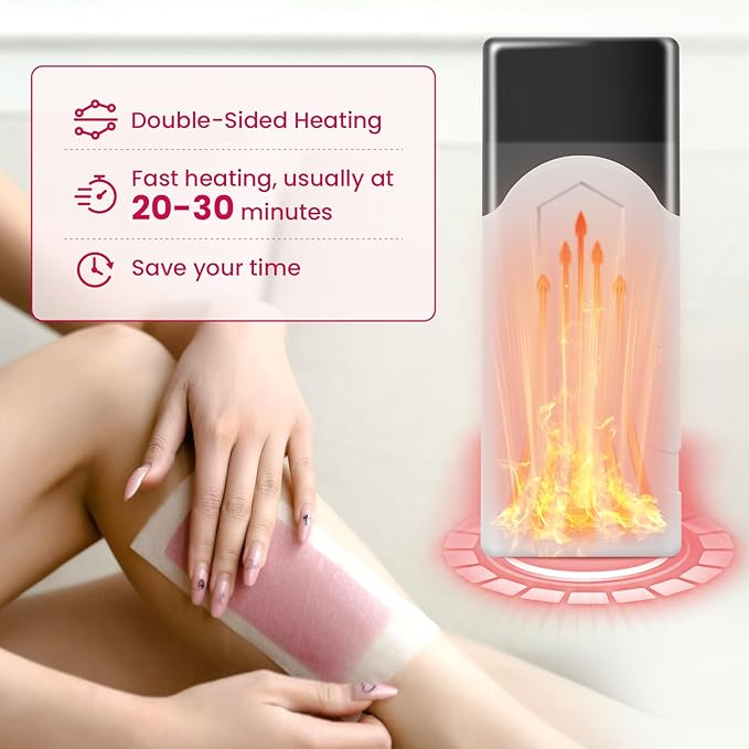 Roll On Wax Kit, Portable Wax Roller Kit for Coarse/Fine Hair Removal, Beginners Waxing Roller for All Skin Types with 3 Pcs 100g Roll Cartridge, 100 Non-Woven Strips & 10 After Oil Wipes (F0_White)