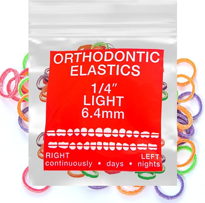 Neon Latex 100 counts Intraoral Elastic Bands Orthodontic Elastics Dental Rubber Bands Made in US Light 1/4'', Neon Latex