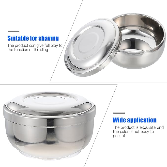 Cabilock Stainless Steel Lidded Shaving Soap Bowl Sturdy Male Shaving Accessory for Foam Building Cover for Men’s Grooming