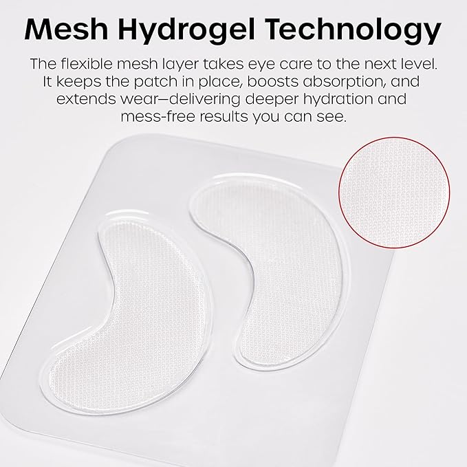 The Man Mesh Hydrogel Under Eye Patches for Men - Cooling, Hydrating & Firming Eye Masks for Dark Circles & Puffiness - Men's Anti-Aging Patches with Hyaluronic Acid, Collagen & Vitamin E. (6 Pairs)