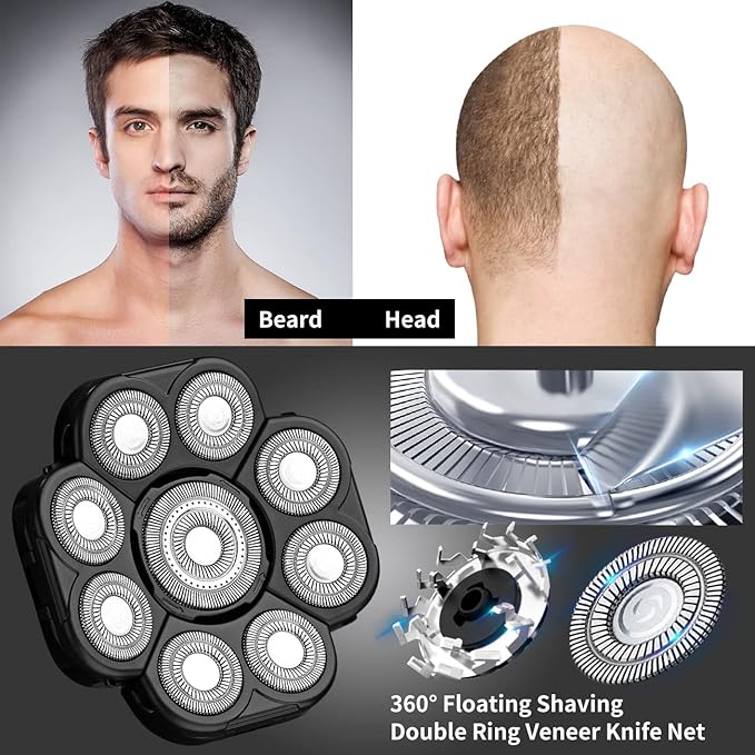 9 Blades Head Shaver Men's Electric Shaver Replacement Heads Universal Replacement Blade Head Electric Razor for Men