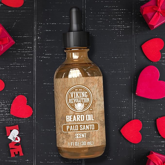 Viking Revolution Palo Santo Beard Oil for Men - Natural Mens Beard Oil with Argan Oil and Jojoba Oil - Beard Softener, Strengthens and Moisturizes - Beard Conditioner for Men (Palo Santo, 1 Pack)