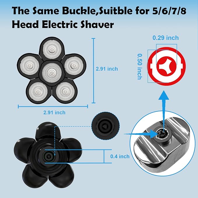 Electric Shaver Replacement Heads 6D - 6 Blades Head Shaver Replacement Heads Universal Stainless Steel Rotary Blade Refills for Bald Head Razor for Men (6 Heads Black)