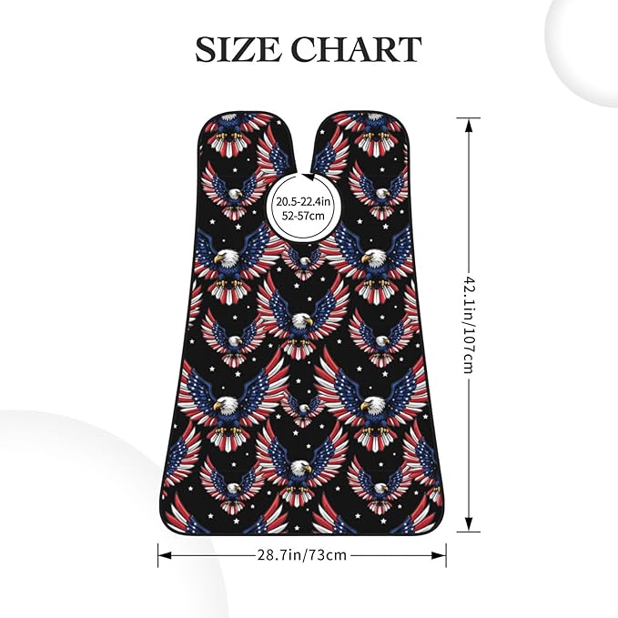 Adjustable Beard Catcher Apron, American Flag and Bald Eagle Patriotic Black Shave Bib, Non-Stick Waterproof Grooming Bib, Shaving Essential for Men Dad Christmas