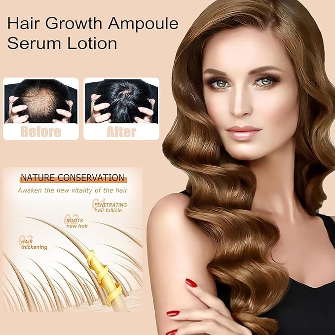 Hair Ampoule Serum, Ampollas Para el Crecimiento del Cabello, Hair Regrowth Oil, Repairs and Promotes Hair Growth, Hair Strength Ampoule (2 Pcs)