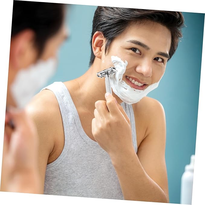 1Set Manual Shaving Razor Long Handle Beard Shaver for All Hair Types Double Safety Razor for Smooth Shaving for Home Use Relief and Beard Styling
