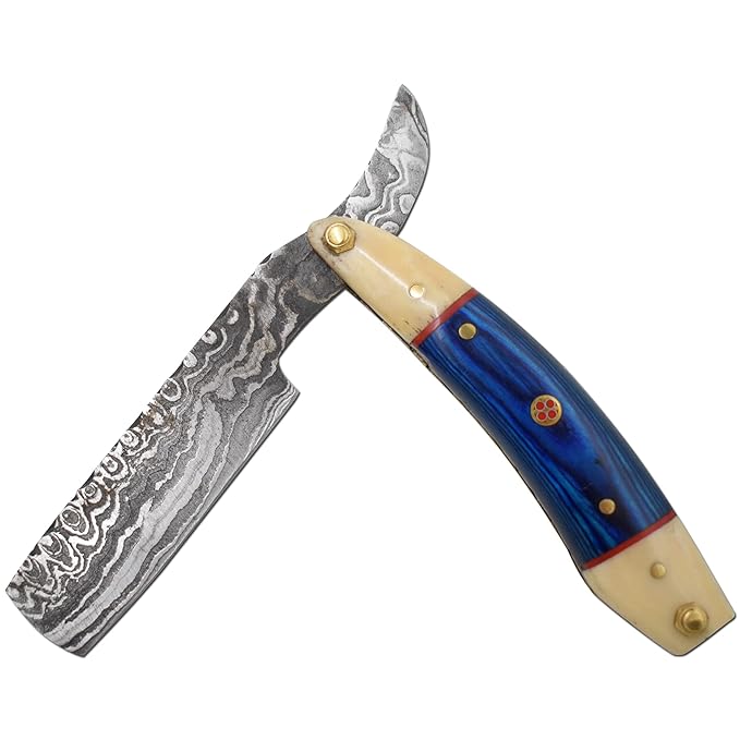 Straight Razor | Straight-Edge-Razor Sharp High Hardness Real Damascus Steel Cutthroat Straight Edge-Blade | Barber Razor