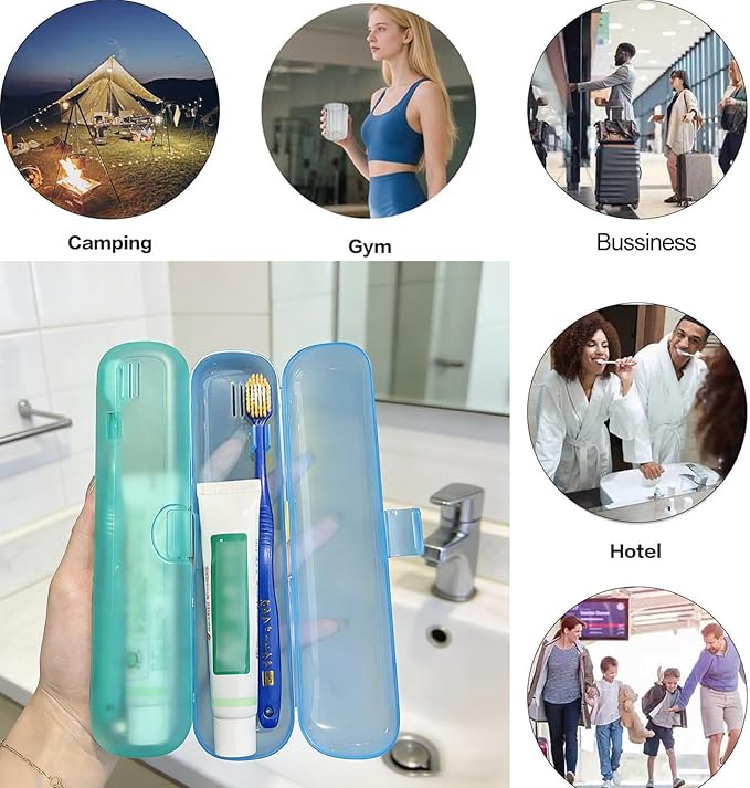 2 Pack Toothbrush Travel Case, Breathable Toothbrush Travel Holders, Tongue Scraper Case, Compact Portable Toothbrush Holder for Travel, Vacation, Camping, Gym, Business Trips, Office, Cruise