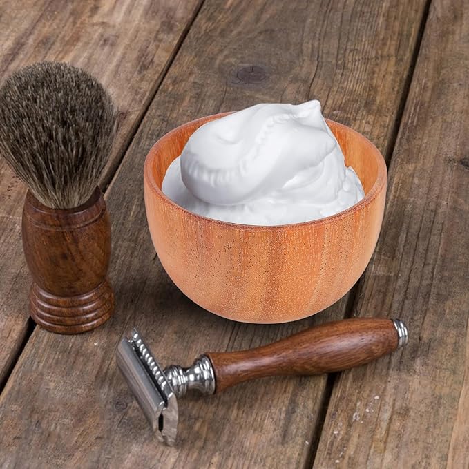 Beaupretty Wood Shaving Bowl for Men Reusable Beard Shave Soap Bowl Sturdy Shaving Cream Dish for Bathroom and Travel Beard Care