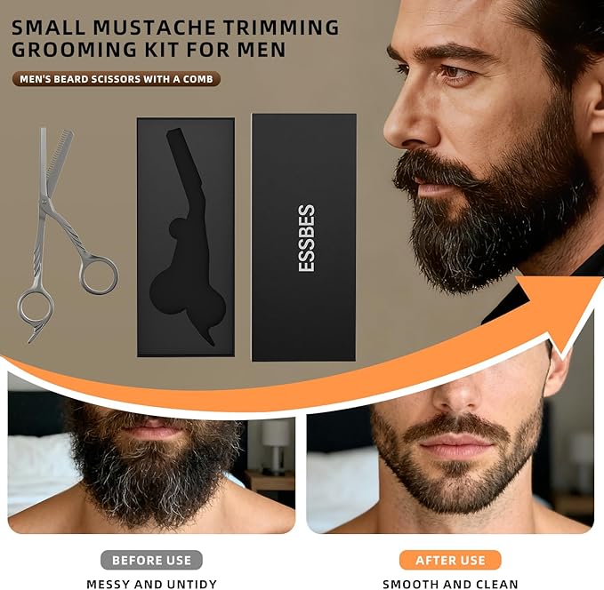 Beard Scissors with comb small mustache trimming eyebrow grooming kit
