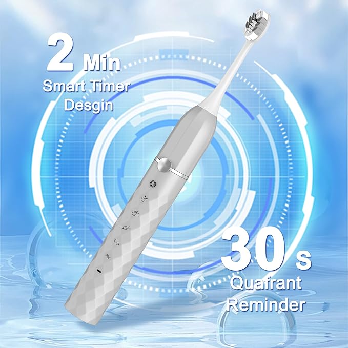 Electric Toothbrush Set, Equipped with 10 Brush Heads and Travel case, IPX8 Waterproof, 2-Minute Timer, 42000 high-Frequency Vibrations, 5 Modes, The First Choice for Gift Giving