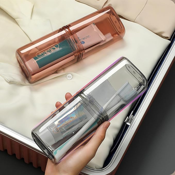 Toothbrush Cup Toothbrush Travel Case, Travel Toothbrush Holder Case with Cover Portable Multifunctional Toothbrush Cover, Suitable for Travel Business Camping Bathroom School or Daily Uses