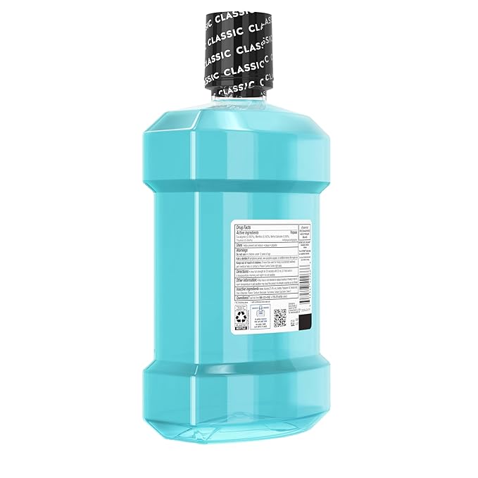 Listerine Ultraclean Intense Antiseptic Mouthwash + Whitening Protection*, Everfresh Technology to Help Fight Bad Breath, Gingivitis, & Plaque, Tartar Control Oral Rinse, Intense Mint, 1.5 L