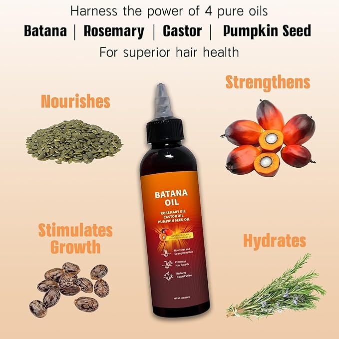 Batana Oil for Hair, 4-in-1 Liquid Batana Oil, for Men and Women,Rosemary Oil,Prevents Dry(2PCS)