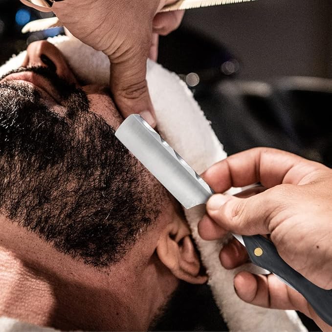 Straight Razor With Strope - Professional Straight Edge Barber Premium Stainless Steel Shaver With Shaving Strop for Men Home & Salon Grooming Using (NO.155)
