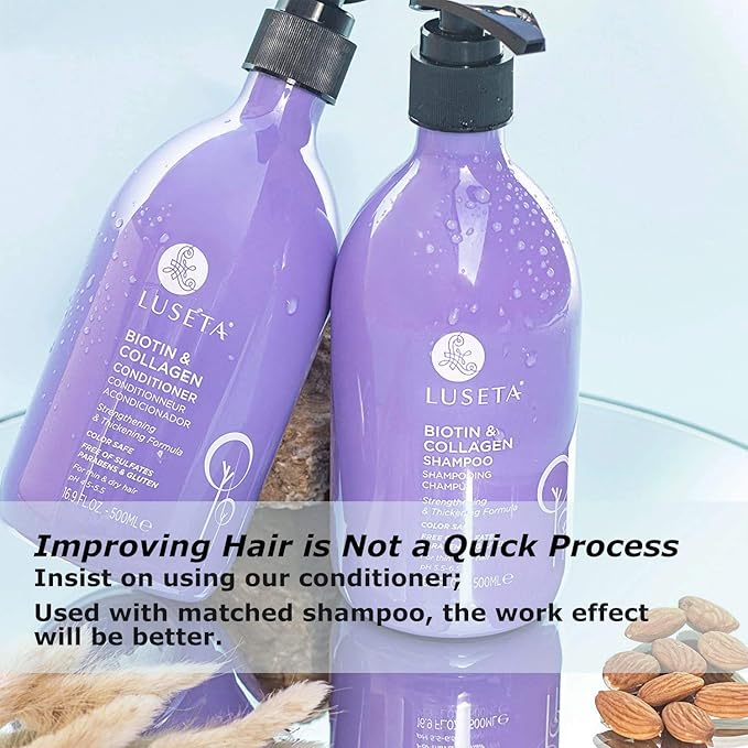 Luseta Biotin & Collagen Conditioner Thickening for Hair Loss & Fast Hair Growth - Infused with Argan Oil to Repair Damaged Dry Hair - Sulfate Free Paraben Free 33.8oz