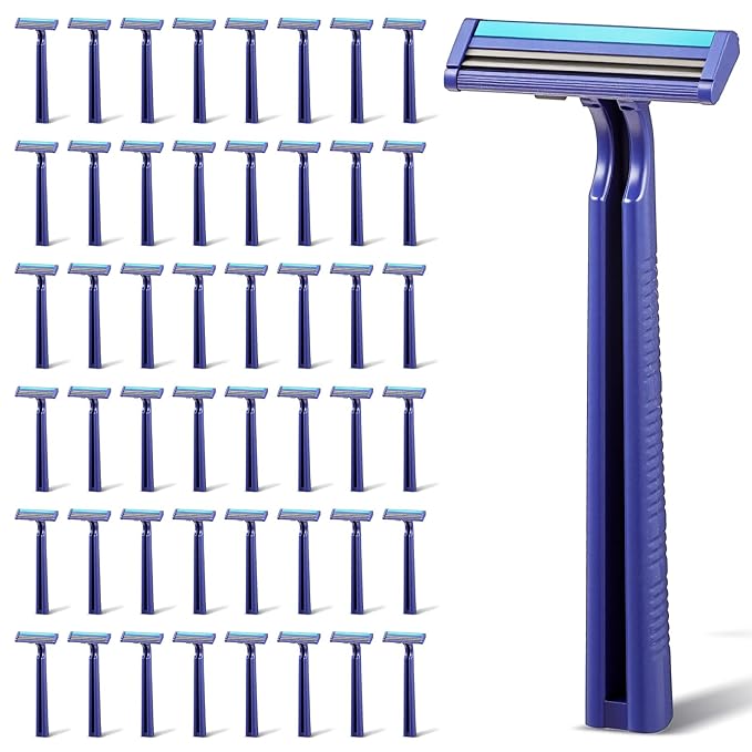 200Pcs Twin Blade Razors for Men, Twin Blade Disposable Razors With Clear Safety Cap, Stainless Steel Disposable Shaver, Multipurpose Portable Manual Shaver for Bathing Hotel Travel