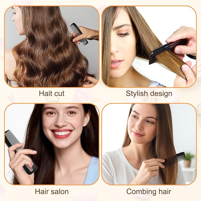 300 Pack Bulk Combs - 5 Inch Thickened Black Plastic Combs, Fine and Wide Tooth Small Hair Comb for Homeless, Women, Men, Travel, Hotel, Nursing Home, Charity