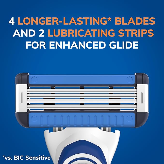 BIC EasyRinse Anti-Clogging, Refillable Men's Razors With 4 Blades, 1 Handle and 9 Refill Razor Cartridges Razor Kit